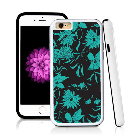 iPhone 6 case Botanical flowers in Turquoise Texture with hard plastic and rubber protective cover