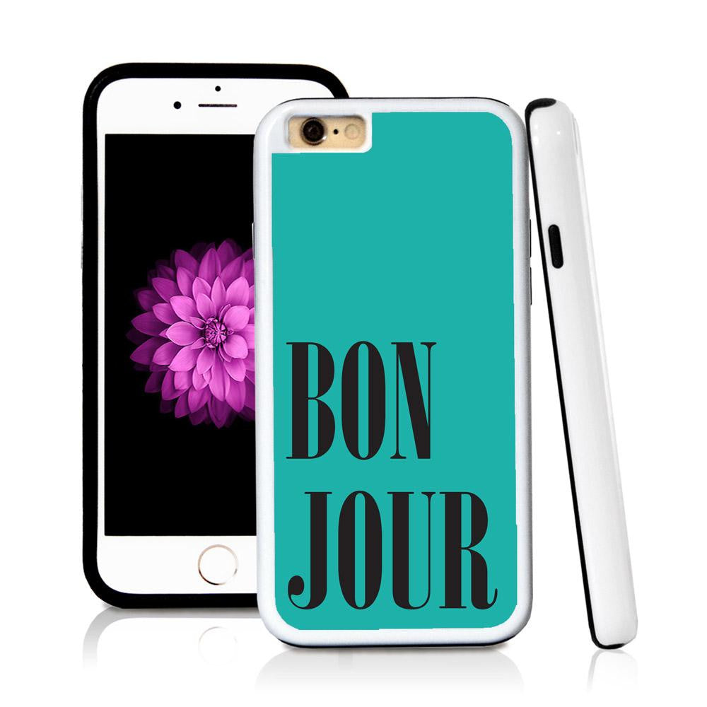 iPhone 6 case Bonjour type in Turquoise Texture with hard plastic and rubber protective cover