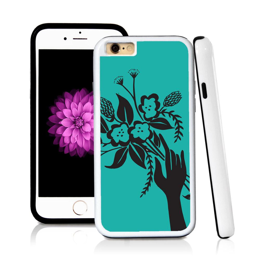 iPhone 6 case Boquette illustration in Turquoise Texture with hard plastic and rubber protective cover