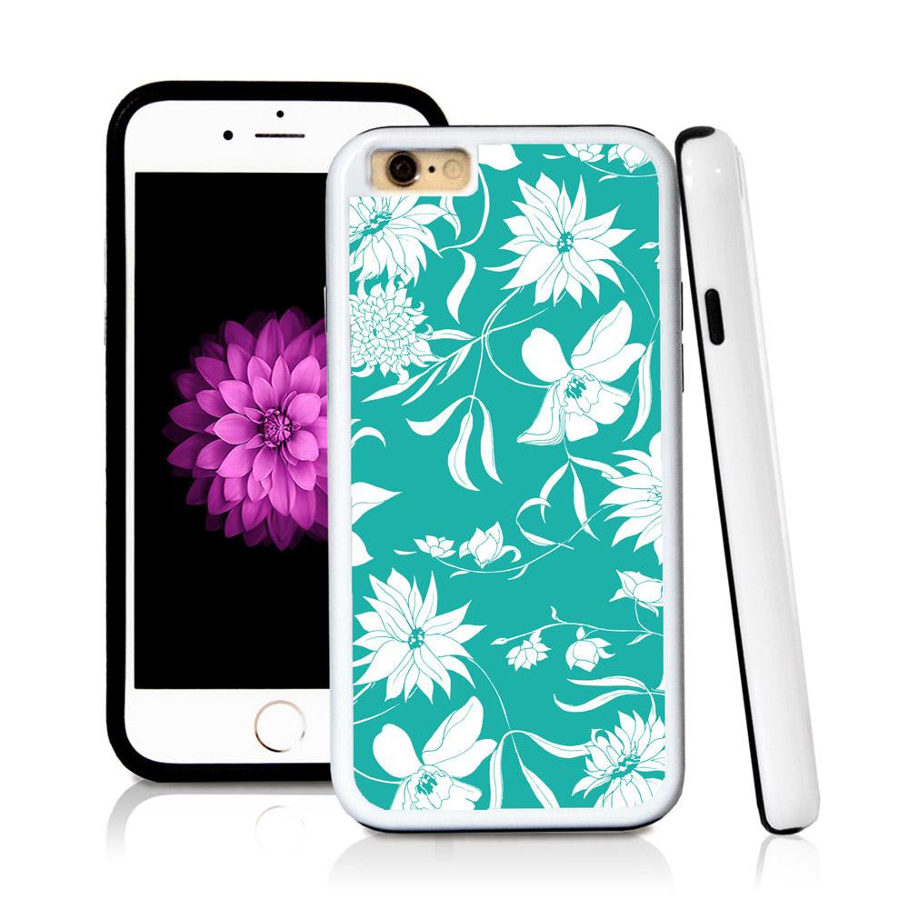 iPhone 6 case Botanical flowers in Turquoise Texture with hard plastic & rubber protective cover