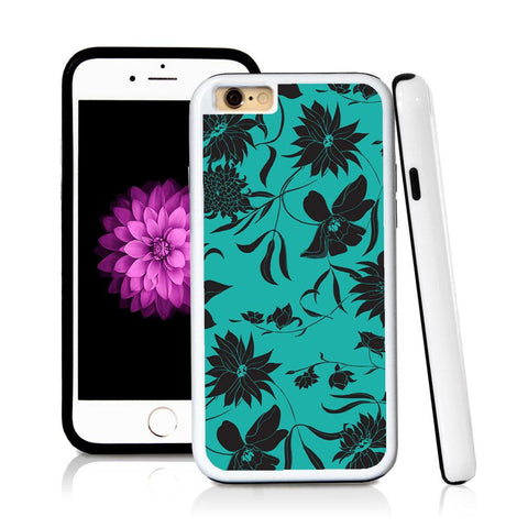 iPhone 6 case Botanical flowers in Turquoise Texture with hard plastic and rubber protective cover