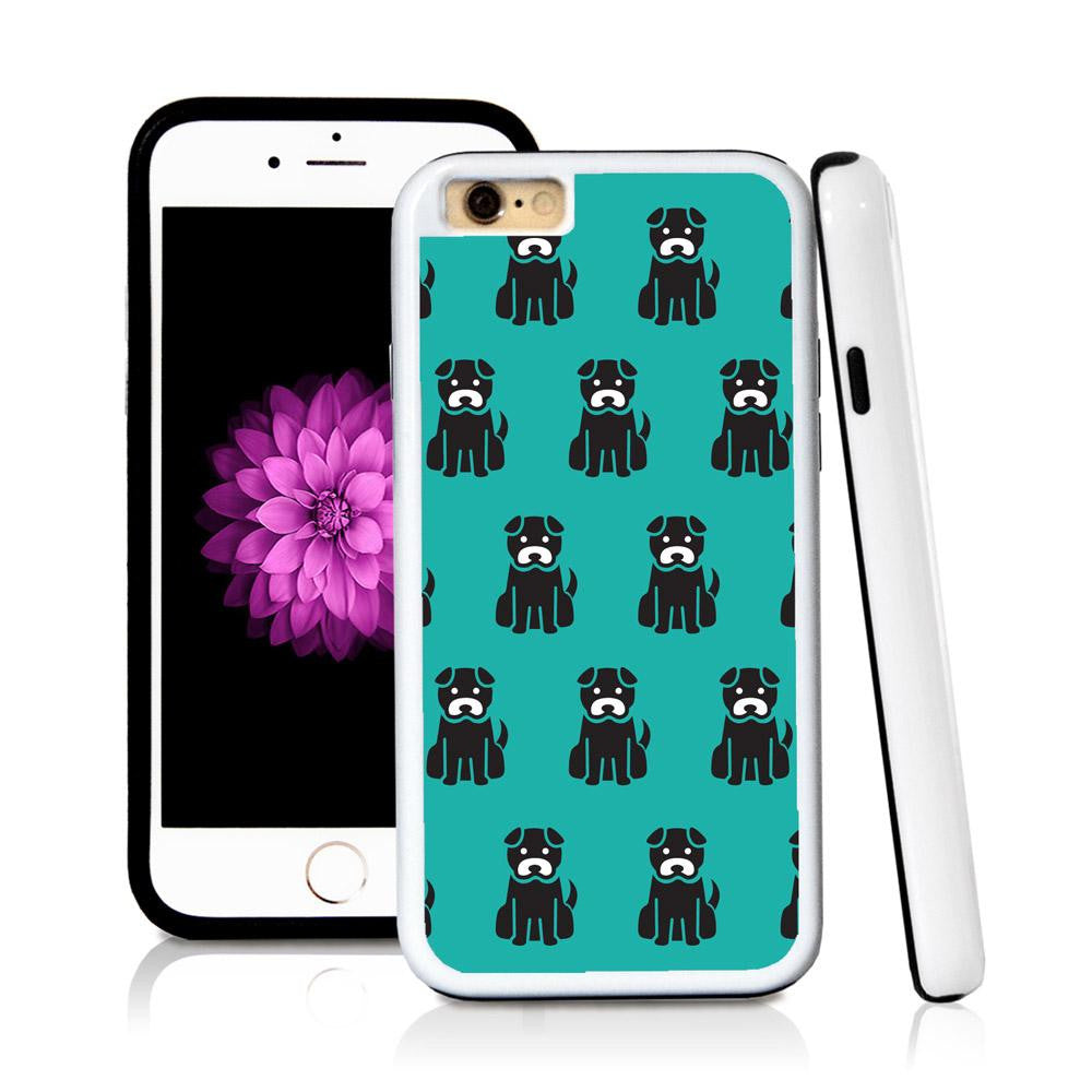 iPhone 6 case Dog sitting in Turquoise Texture with hard plastic & rubber protective cover