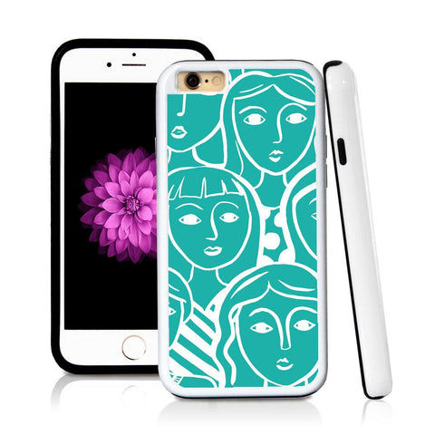 iPhone 6 case Face illustrations in Turquoise Texture with hard plastic & rubber protective cover