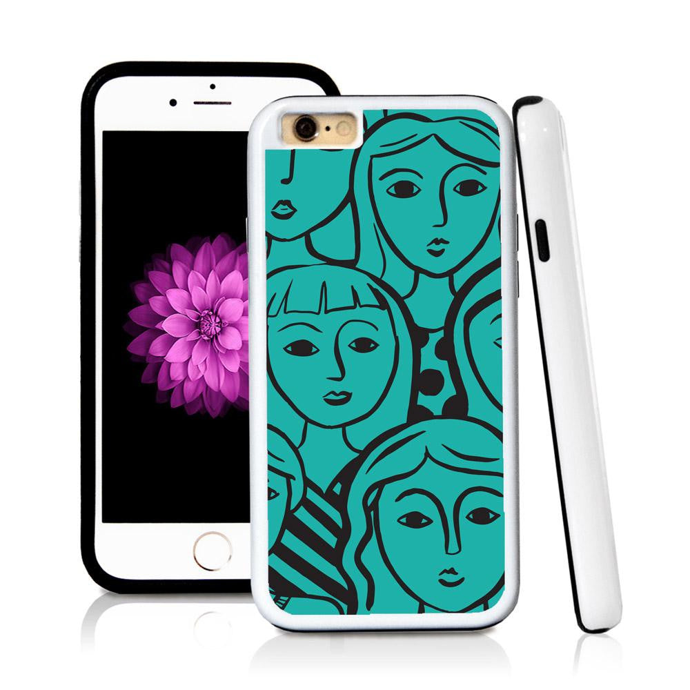 iPhone 6 case Face illustrations in Turquoise Texture with hard plastic and rubber protective cover