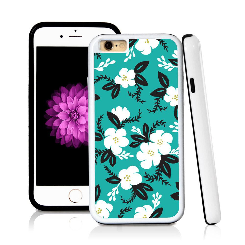 iPhone 6 case Flower cartoony painted in Turquoise Texture with hard plastic & rubber protective cover