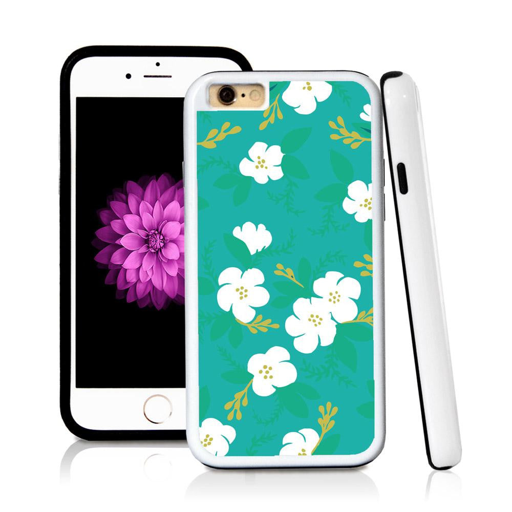 iPhone 6 case Flower cartoony painted green in Turquoise Texture with hard plastic & rubber protective cover