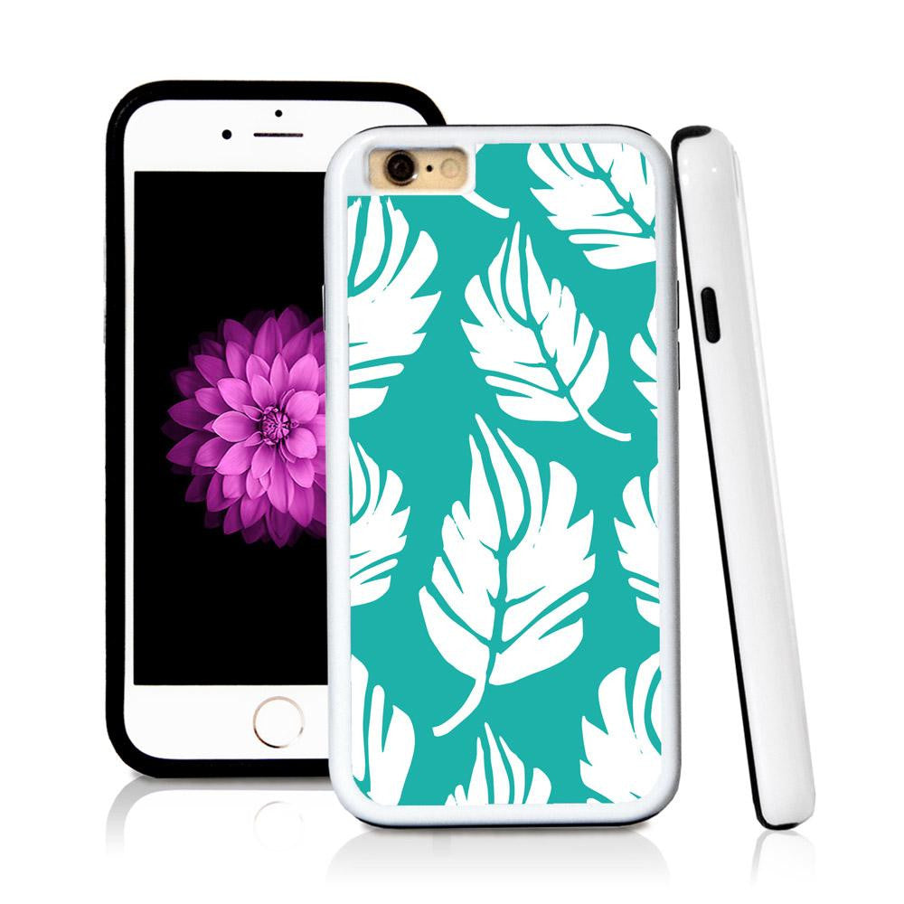 iPhone 6 case Large leaves in Turquoise Texture with hard plastic & rubber protective cover