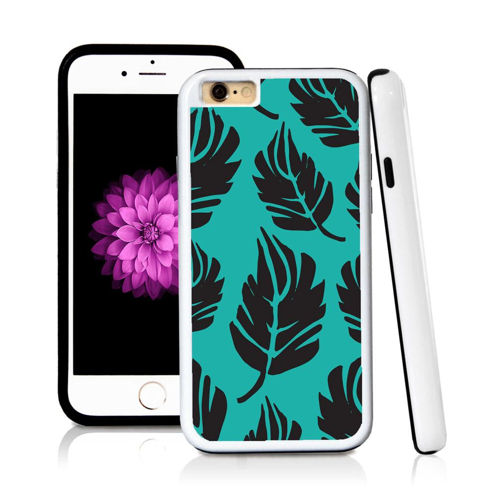 iPhone 6 case Large leaves in Turquoise Texture with hard plastic and rubber protective cover