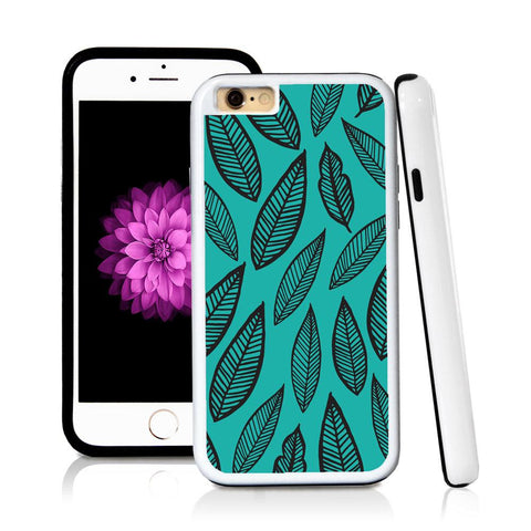 iPhone 6 case Leaves illustration pattern in Turquoise Texture with hard plastic and rubber protective cover