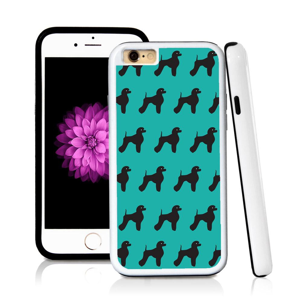 iPhone 6 case Poodle standing in Turquoise Texture with hard plastic and rubber protective cover