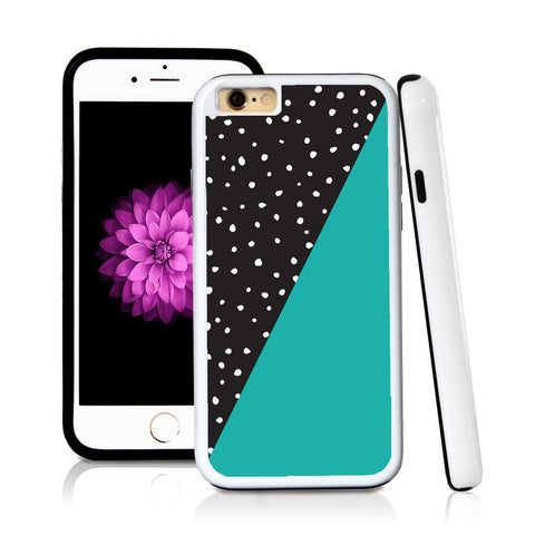 iPhone 6 case Split screen polka dot black in Turquoise Texture with hard plastic & rubber protective cover