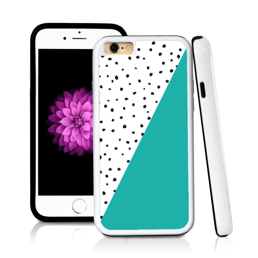 iPhone 6 case Split screen polka dot white in Turquoise Texture with hard plastic & rubber protective cover