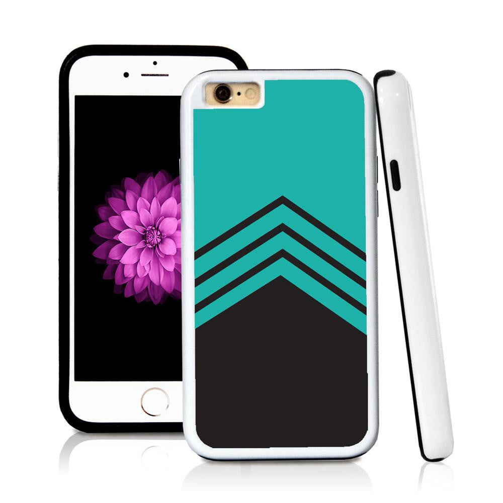 iPhone 6 case Three stripe triangle bottom in Turquoise Texture with hard plastic and rubber protective cover