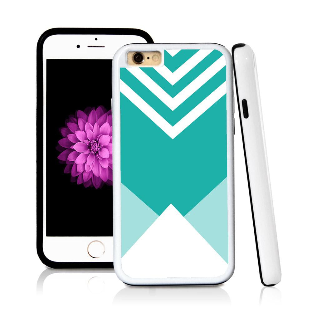 iPhone 6 case Triangle bottom stripes top in Turquoise Texture with hard plastic & rubber protective cover