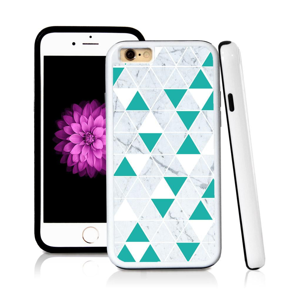 iPhone 6 case Triangle grid pattern white marble in Turquoise Texture with hard plastic & rubber protective cover